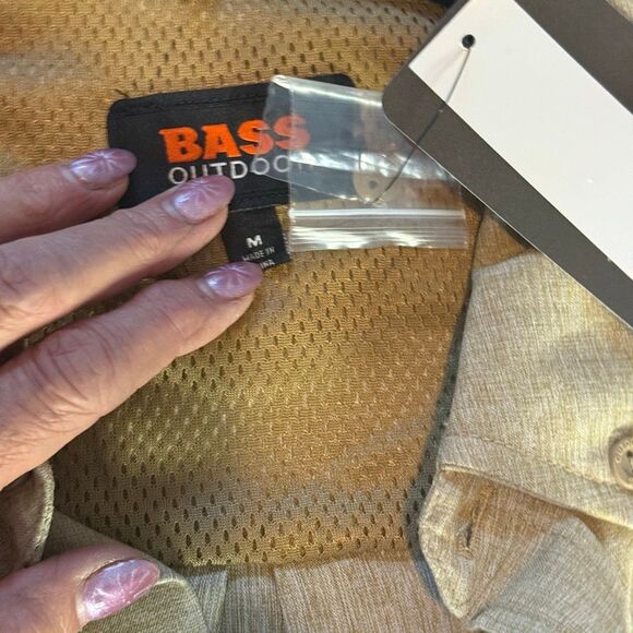 NWT  Bass Outdoor Men's Heathered Flannel Sandy Beige color, Button-Down Shirt. - Picture 11 of 16